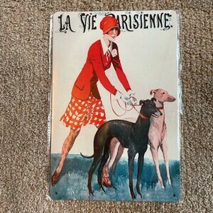 La Vie Parisienne Vintage Reproduction Dog Tin Sign NEW 8X12 French Art Nouveau